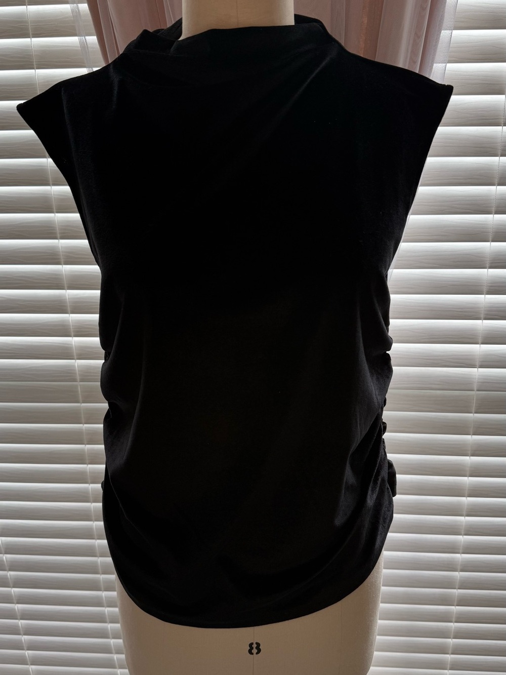 a new day Black Velvet Sleeveless Mock-Neck Tank , rouched sides